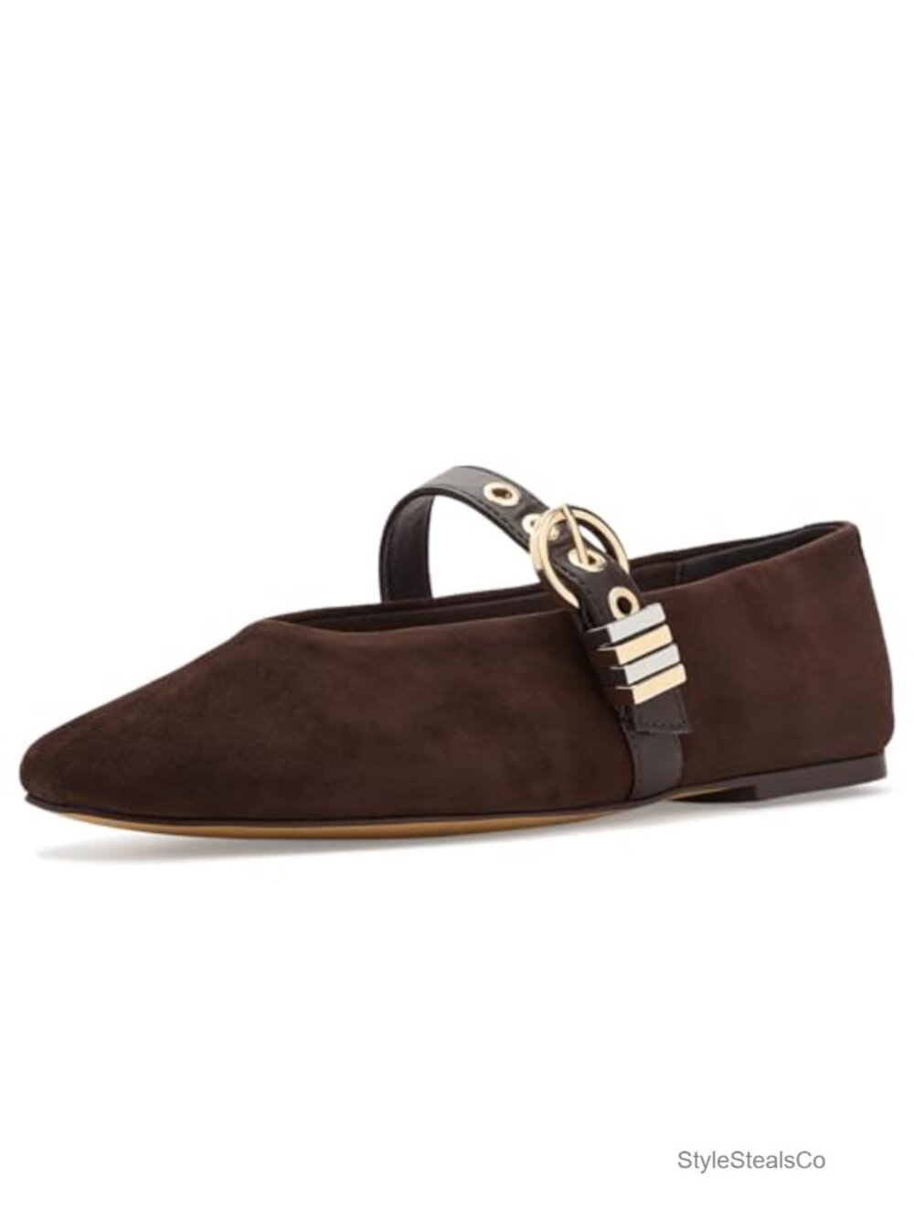 Lucia Ballet Flat Suede Round Toe Buckle Casual Flat